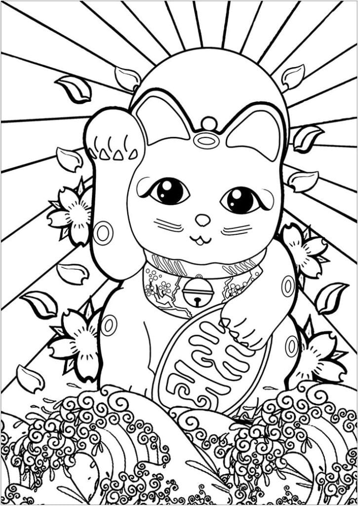 maneki neko para pintar y colorear